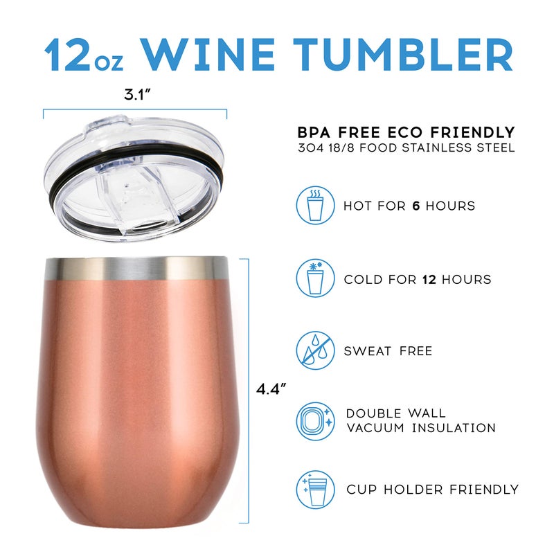 ELEGANTPARK Teacher Tumbler Teacher Gifts for Women Birthday Valentines Graduation End of Year Christmas Appreciation Gifts Stainless Steel Wine Tumbler with Lid and Straw 12 OZ Rose Gold - Image 5
